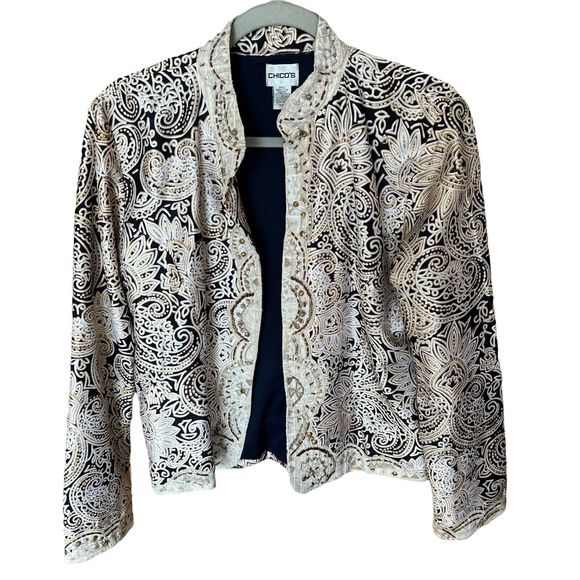 Chico's Jackets & Blazers - Chico’s Blazer Jacket 100% Silk Beige & Black Size 1